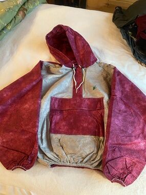 Women’s Froggtoggs Hooded sweatshirt style rain pullover - Raspberry & Gray